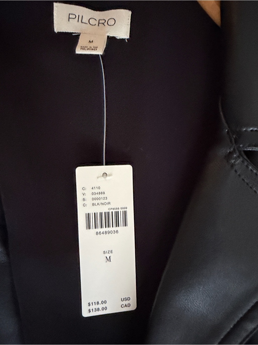 Pilcro Black Faux Leather Lace Up Jacket with Front Tie - Picture 5 of 6